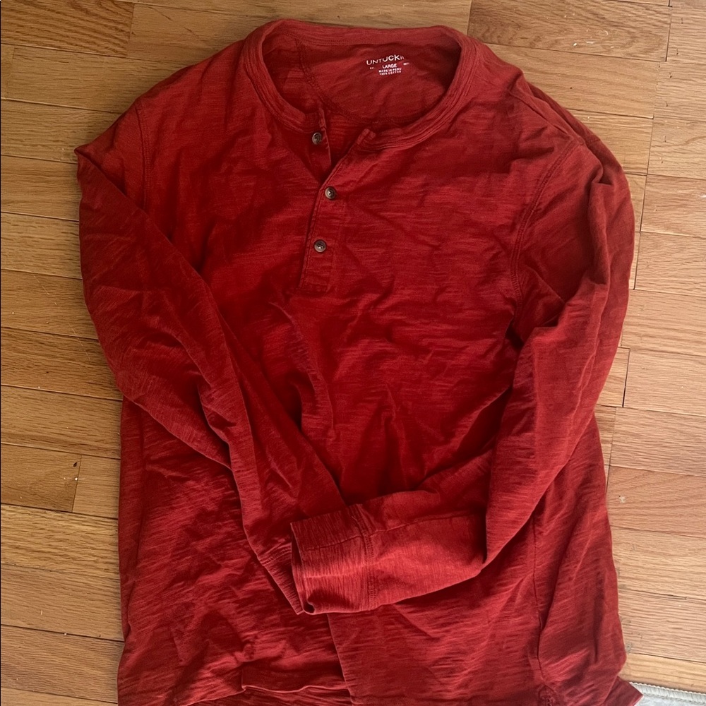 UNTUCKit Men's Long Sleeve Red Henley